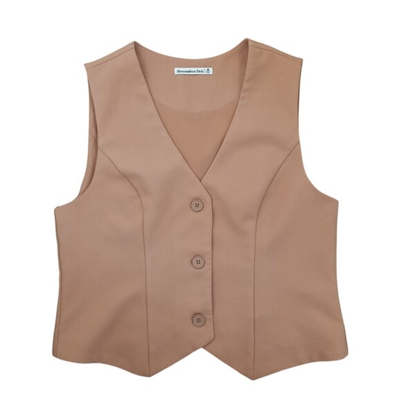 Abercrombie & Fitch Tan Women’s Vest – Button Front Tailored Waistcoat, Size M - Picture 1 of 8